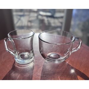 Lot Of 2 Clear Glass Coffee Tea Soup Mug Cup *No Damage*‎